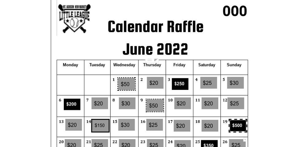 2022 Calendar Raffle!